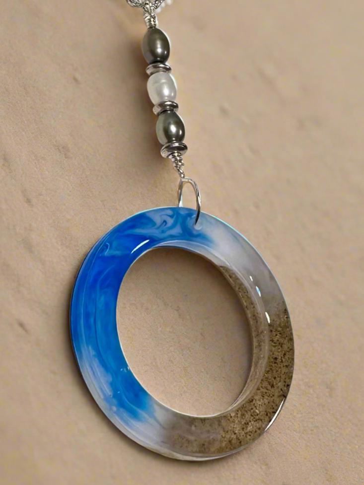 Open Circle Necklace with Freshwater Pearls